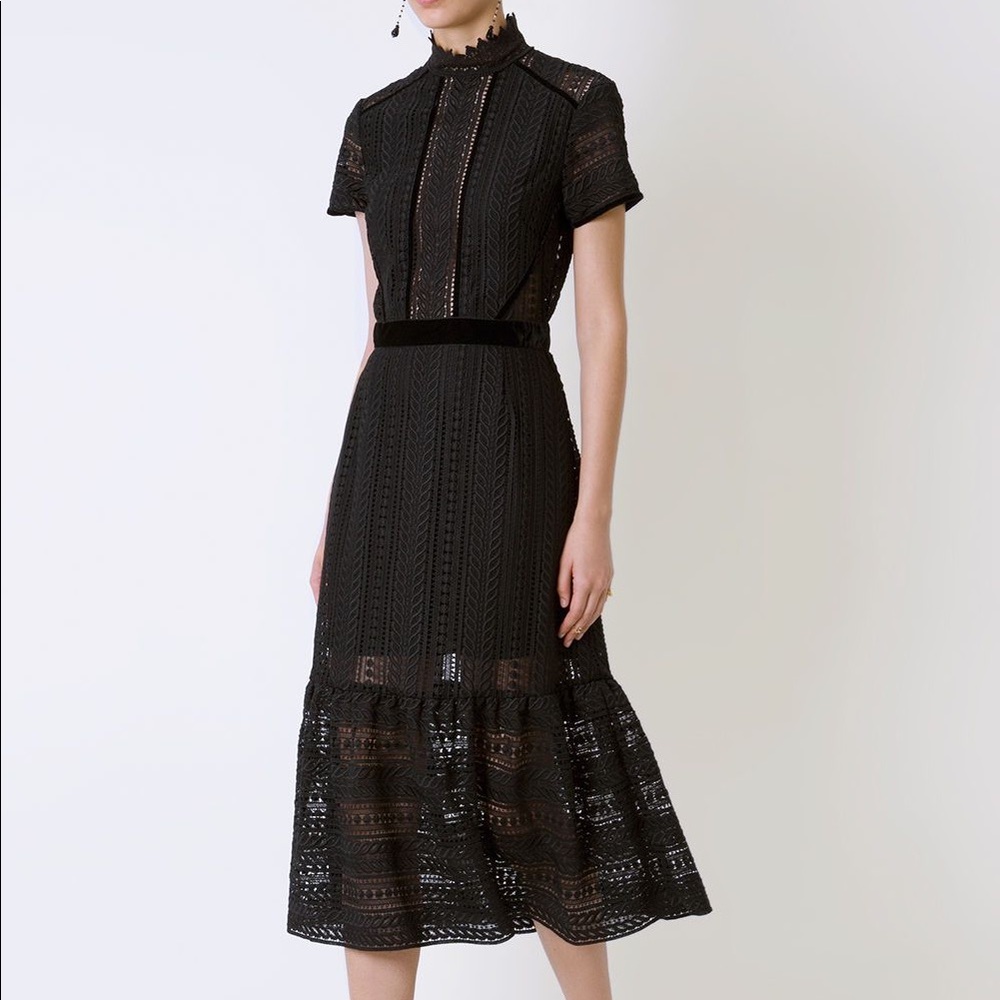 Black Lace Dress with Velvet Waist - Perseverance